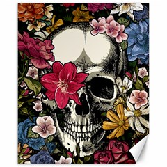 Skull Flowers American Native Dream Catcher Legend Canvas 16  X 20  by Bedest