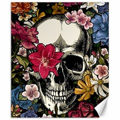 Skull Flowers American Native Dream Catcher Legend Canvas 20  X 24  by Bedest