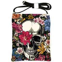 Skull Flowers American Native Dream Catcher Legend Shoulder Sling Bag by Bedest