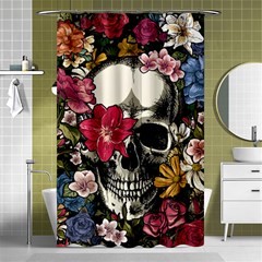 Skull Flowers American Native Dream Catcher Legend Shower Curtain 48  X 72  (small)  by Bedest