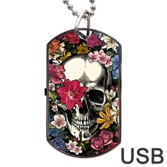 Skull Flowers American Native Dream Catcher Legend Dog Tag Usb Flash (one Side) by Bedest