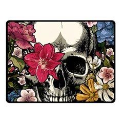 Skull Flowers American Native Dream Catcher Legend Two Sides Fleece Blanket (small) by Bedest