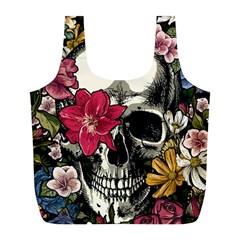 Skull Flowers American Native Dream Catcher Legend Full Print Recycle Bag (l) by Bedest