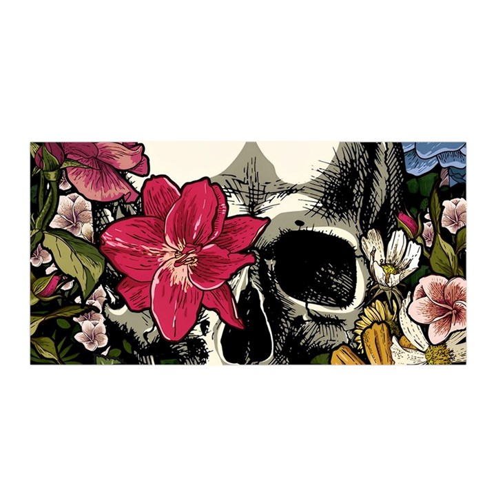 Skull Flowers American Native Dream Catcher Legend Satin Wrap 35  x 70 