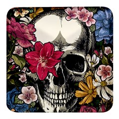 Skull Flowers American Native Dream Catcher Legend Square Glass Fridge Magnet (4 Pack) by Bedest