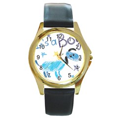 It s A Boy Round Gold Metal Watch by morgunovaart