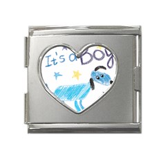 It s A Boy Mega Link Heart Italian Charm (18mm) by morgunovaart