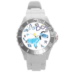 It s A Boy Round Plastic Sport Watch (l) by morgunovaart