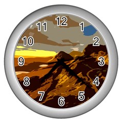 Scotland Monti Mountains Mountain Wall Clock (silver) by Cendanart