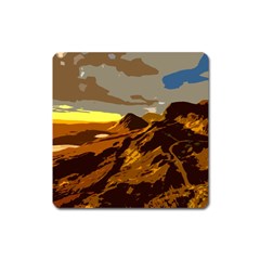 Scotland Monti Mountains Mountain Square Magnet by Cendanart