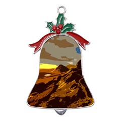 Scotland Monti Mountains Mountain Metal Holly Leaf Bell Ornament by Cendanart