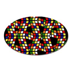 Graphic Pattern Rubiks Cube Oval Magnet by Cendanart