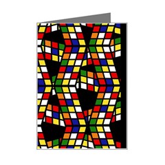 Graphic Pattern Rubiks Cube Mini Greeting Card by Cendanart