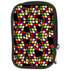 Graphic Pattern Rubiks Cube Compact Camera Leather Case by Cendanart