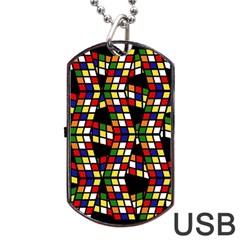 Graphic Pattern Rubiks Cube Dog Tag Usb Flash (two Sides) by Cendanart