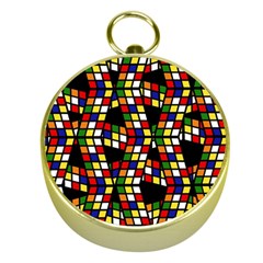 Graphic Pattern Rubiks Cube Gold Compasses by Cendanart