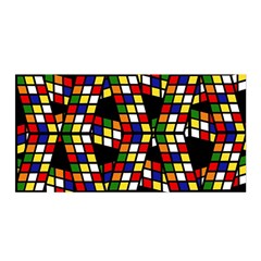 Graphic Pattern Rubiks Cube Satin Wrap 35  X 70  by Cendanart