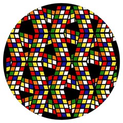 Graphic Pattern Rubiks Cube Round Trivet by Cendanart