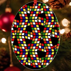 Graphic Pattern Rubiks Cube Uv Print Acrylic Ornament Oval by Cendanart