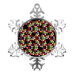 Graphic Pattern Rubiks Cube Metal Small Snowflake Ornament by Cendanart