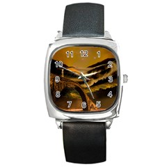 Bridge Of Regret Square Metal Watch by Cendanart