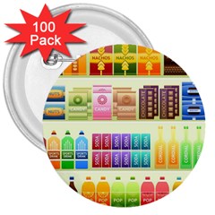 Supermarket Shelf Products Snacks 3  Buttons (100 Pack)  by Cendanart