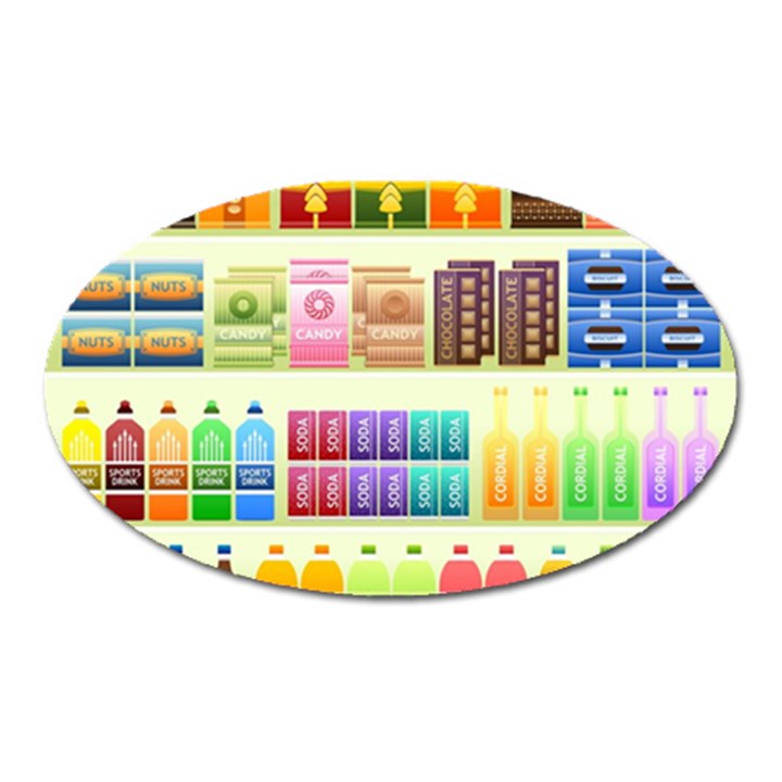 Supermarket Shelf Products Snacks Oval Magnet