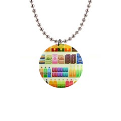 Supermarket Shelf Products Snacks 1  Button Necklace by Cendanart