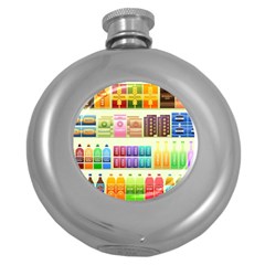 Supermarket Shelf Products Snacks Round Hip Flask (5 Oz) by Cendanart