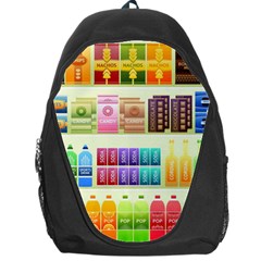 Supermarket Shelf Products Snacks Backpack Bag by Cendanart