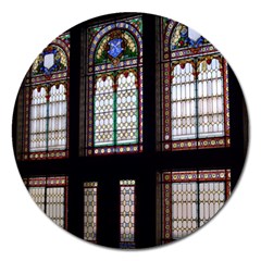 Stained Glass Window Krotoszyn Magnet 5  (round) by Cendanart