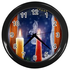 Christmas Lighting Candles Wall Clock (black) by Cendanart