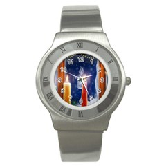 Christmas Lighting Candles Stainless Steel Watch