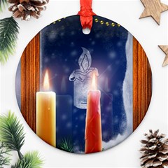 Christmas Lighting Candles Round Ornament (two Sides) by Cendanart