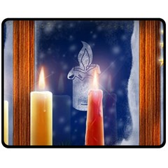 Christmas Lighting Candles Two Sides Fleece Blanket (medium) by Cendanart