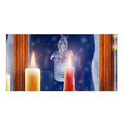 Christmas Lighting Candles Satin Shawl 45  x 80 