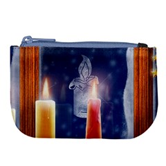 Christmas Lighting Candles Large Coin Purse by Cendanart