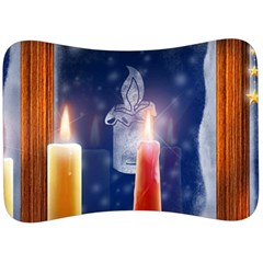 Christmas Lighting Candles Velour Seat Head Rest Cushion by Cendanart