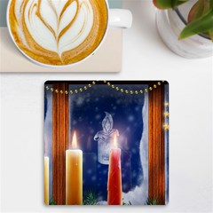 Christmas Lighting Candles Uv Print Square Tile Coaster  by Cendanart