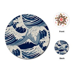 Japanese Wave Pattern Playing Cards Single Design (round) by Cendanart