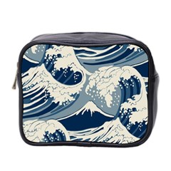 Japanese Wave Pattern Mini Toiletries Bag (two Sides) by Cendanart