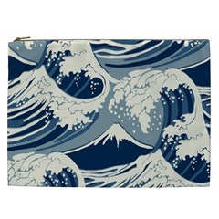 Japanese Wave Pattern Cosmetic Bag (xxl) by Cendanart