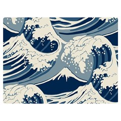 Japanese Wave Pattern Two Sides Premium Plush Fleece Blanket (extra Small) by Cendanart