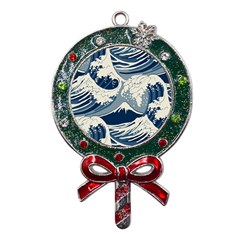 Japanese Wave Pattern Metal X mas Lollipop With Crystal Ornament by Cendanart