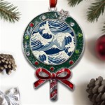 Japanese Wave Pattern Metal X Mas Lollipop with Crystal Ornament Front