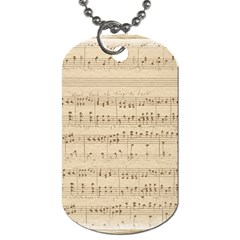 Vintage Beige Music Notes Dog Tag (one Side) by Cendanart