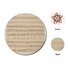 Vintage Beige Music Notes Playing Cards Single Design (round) by Cendanart