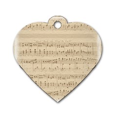 Vintage Beige Music Notes Dog Tag Heart (two Sides) by Cendanart