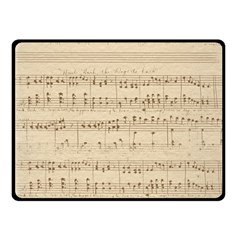 Vintage Beige Music Notes Fleece Blanket (small) by Cendanart