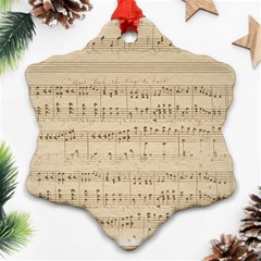 Vintage Beige Music Notes Snowflake Ornament (two Sides) by Cendanart